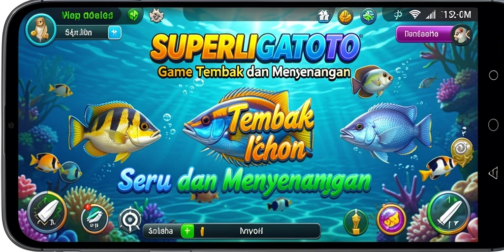 Gameplay Tembak Ikan di SUPERLIGATOTO yang seru dan mengasyikkan.