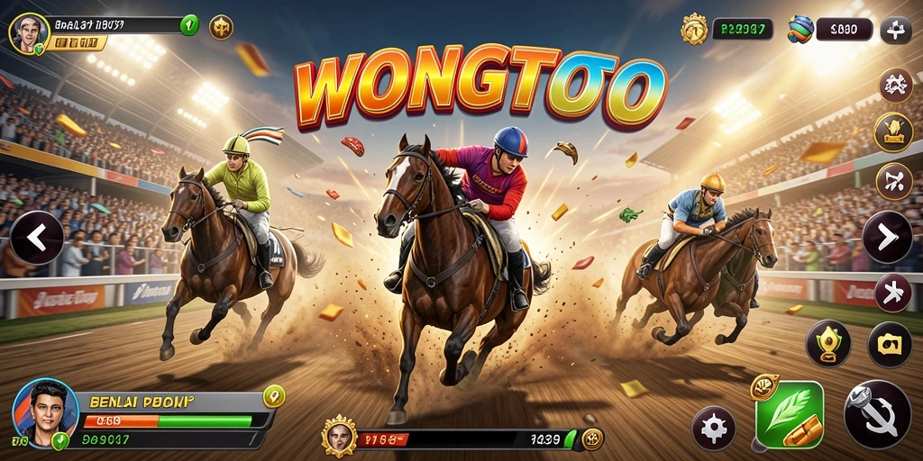 Tangkapan layar gameplay WONGTOTO yang menunjukkan balapan seru.
